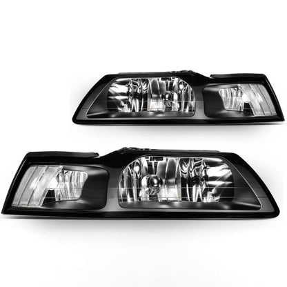 1999-2004 Mustang Clear Corner Headlight Assembly (Pair)