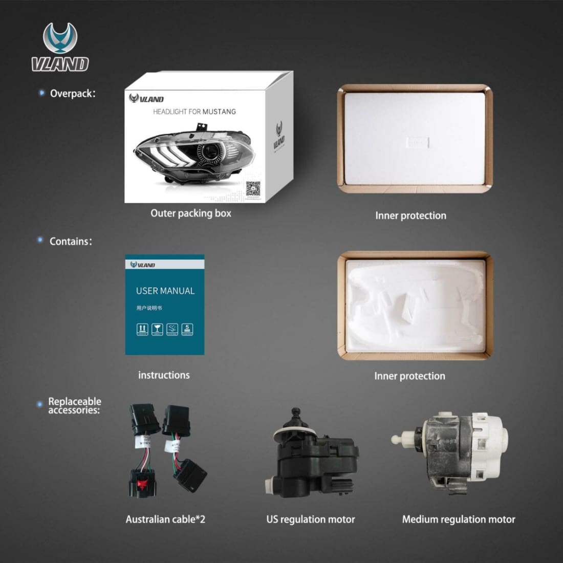 2018-2023 Mustang OEM Style RGB DRL Headlights