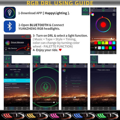 2018-2023 Mustang OEM Style RGB DRL Headlights