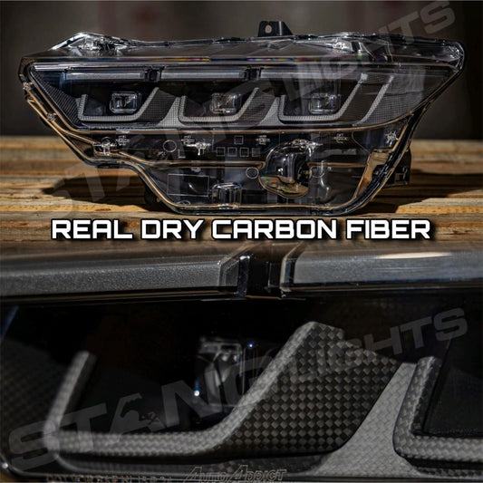 2024+ Ford Mustang S650 Carbon Series Headlights - Pre-Preg Dry Carbon Fiber