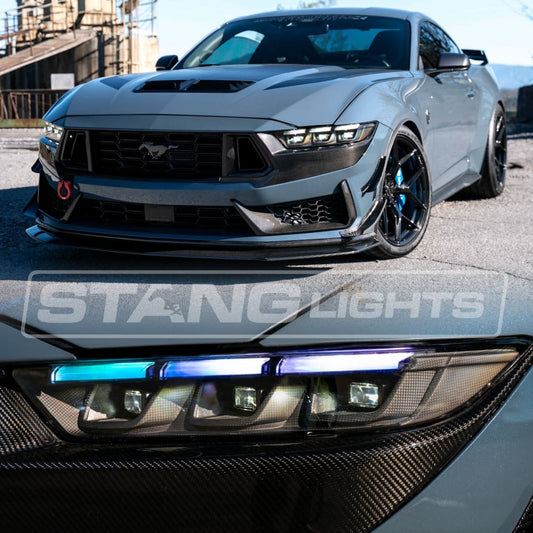 2024+ Ford Mustang S650 RGB Carbon Series Headlights - Pre-Preg Dry Carbon Fiber