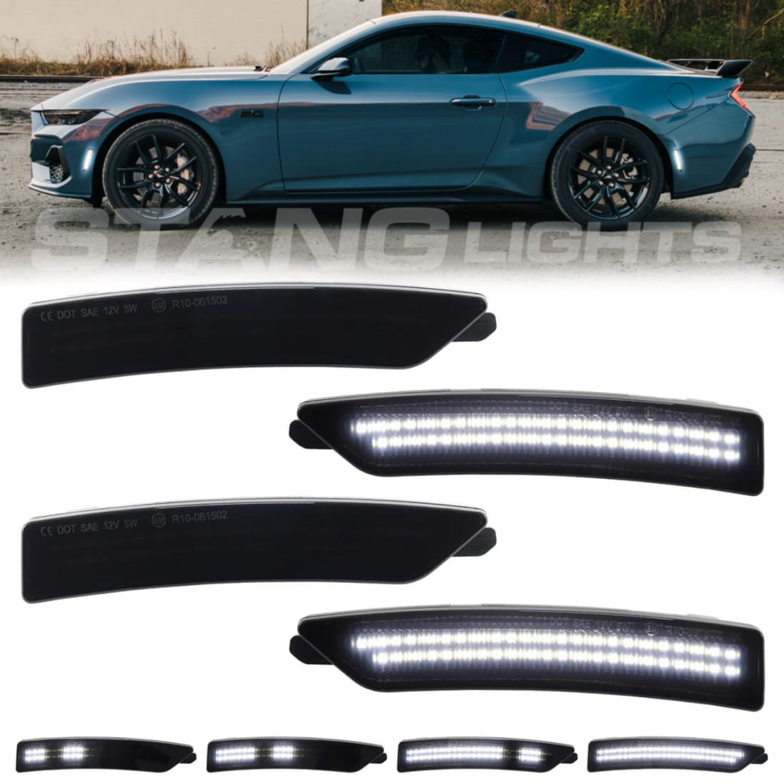 2024+ Mustang S650 Dynamic White LED Sidemarkers Full Set (Front/Rear)