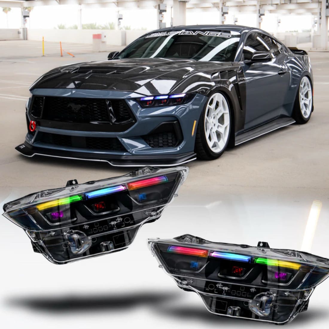 2024+ Mustang S650 RGB Headlights - Dark Horse Black
