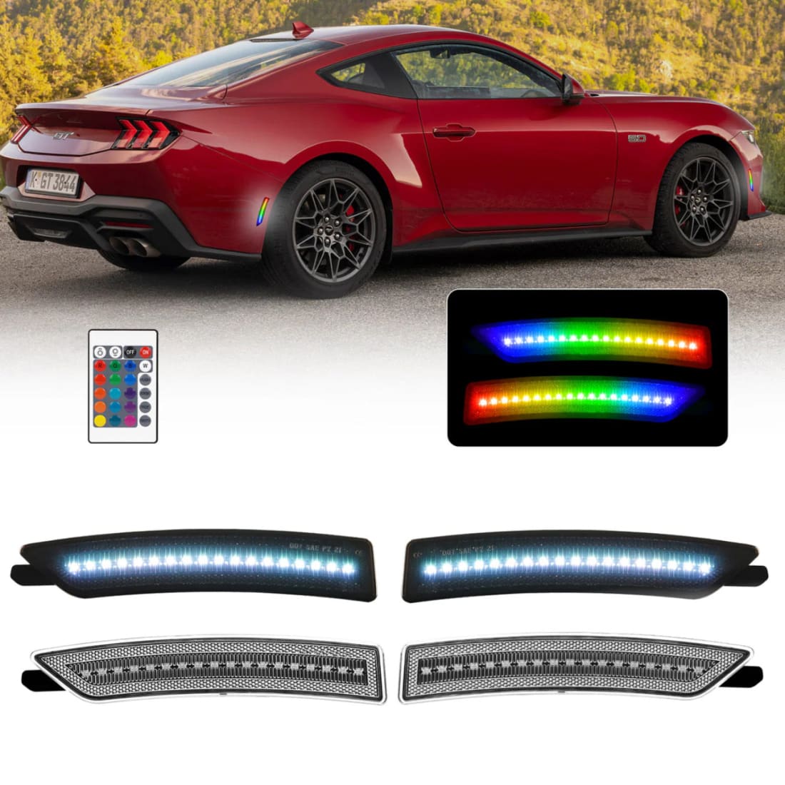 2024+ Mustang S650 RGB LED Sidemarkers (Front & Rear)